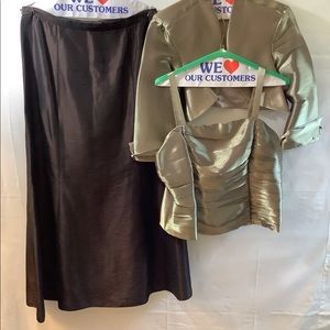 3 piece beige & brown formal gown